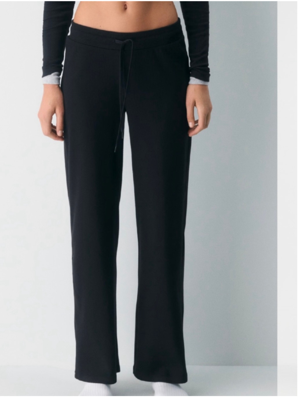 Aritzia TNA HomeStretch™ Rib Kickback Drawstring Black Pant- Size XL